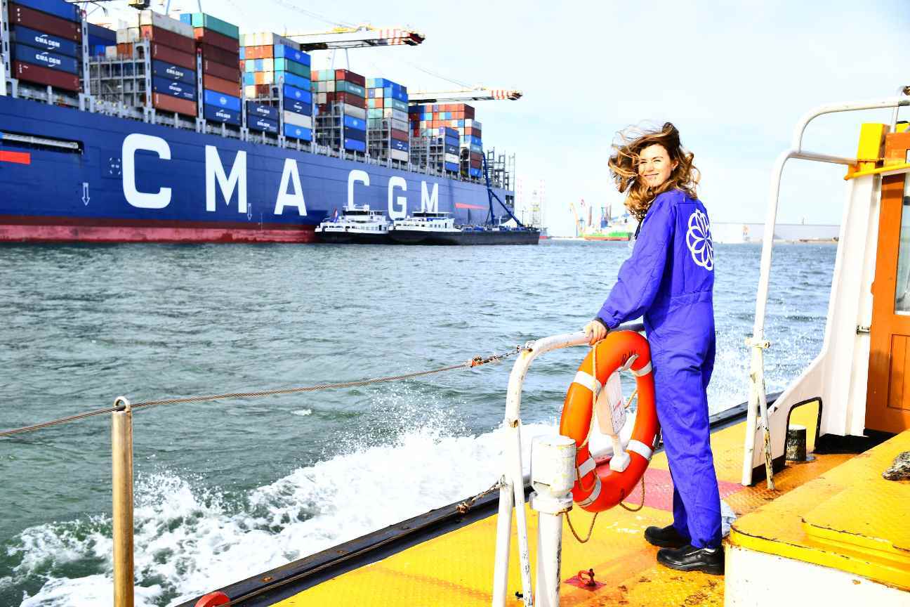 Girl on boat CMACGM GoodFuels