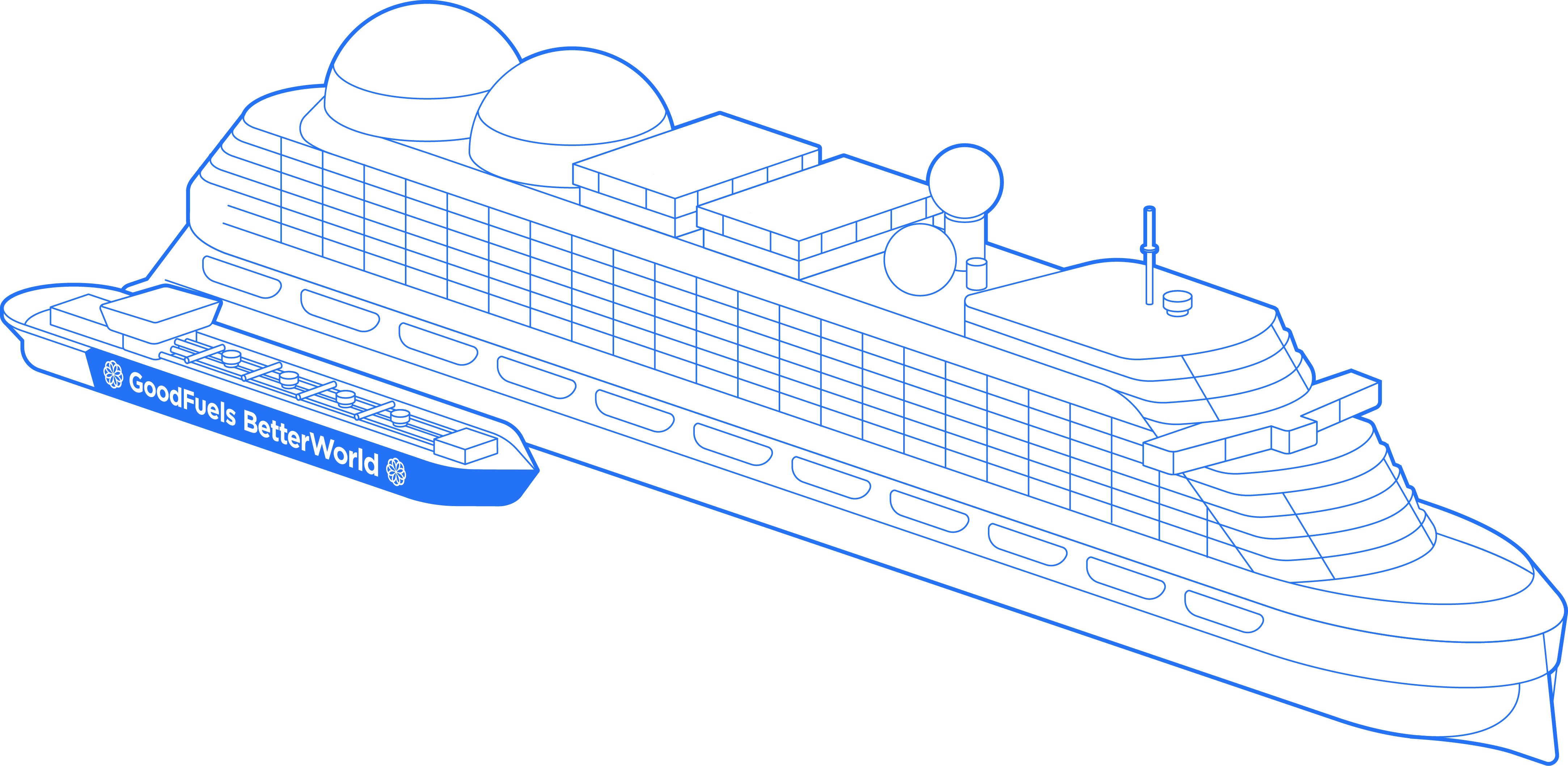 GoodFuels sustainable biofuel delivery barge and cruise vessel illustration - GoodFuels
